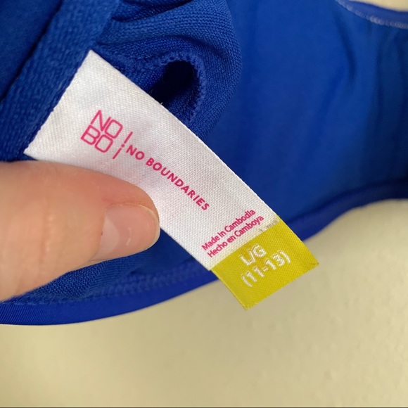 No Boundaries Blue Bikini Halter Swim Top Size Large - Picture 3 of 3